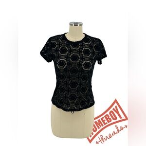 Frame Denim Elegant Black Lace Tee